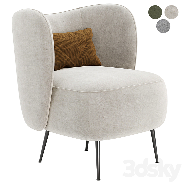 Upholstered Wingback Chair 3DS Max Model - thumbnail 1