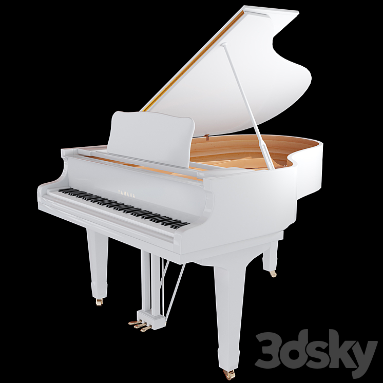 Yamaha C3 acoustic grand piano 3DS Max Model - thumbnail 2