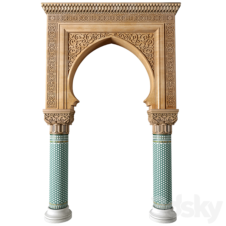 Archway in oriental style. Arched interior doorway.Door Portal. Arched Opening.Arabian Entryway 3D Model