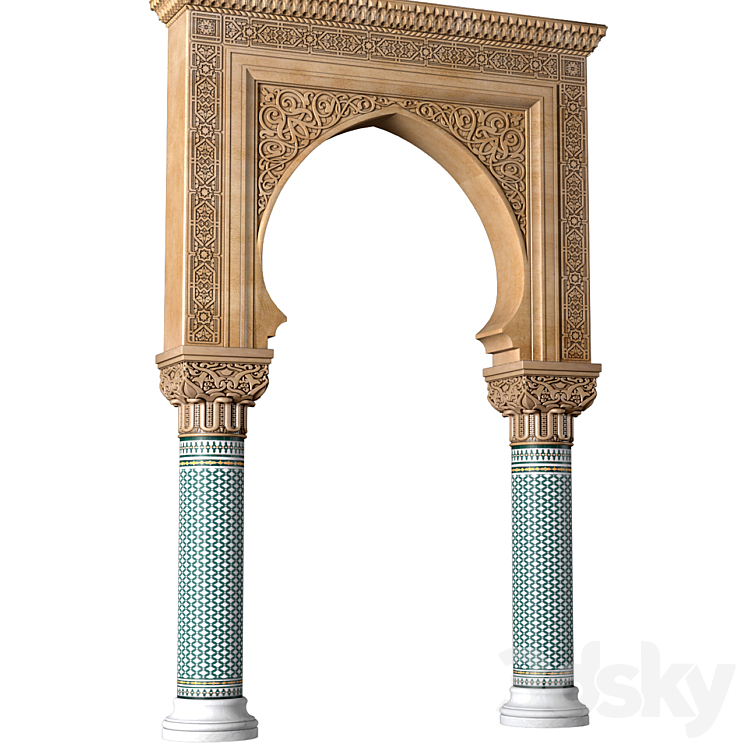 Archway in oriental style. Arched interior doorway.Door Portal. Arched Opening.Arabian Entryway 3DS Max - thumbnail 2