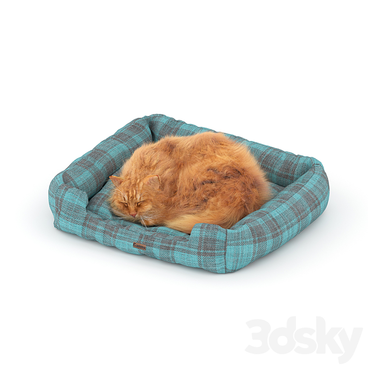Ginger cat on the bed 3DS Max - thumbnail 2