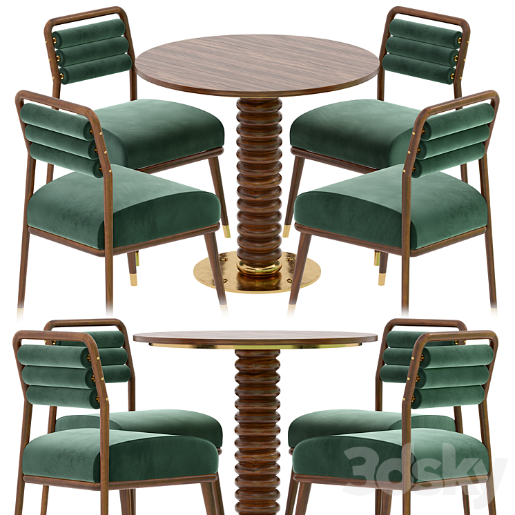 Dining table and chair by MEZZO 3DS Max Model - thumbnail 1