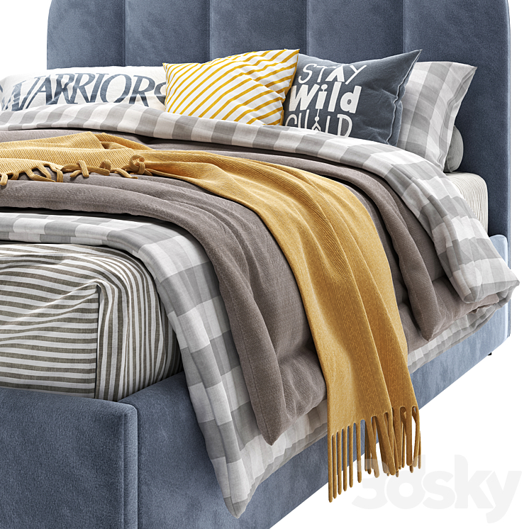 Nuance Upholstered Platform Bed 3D Model