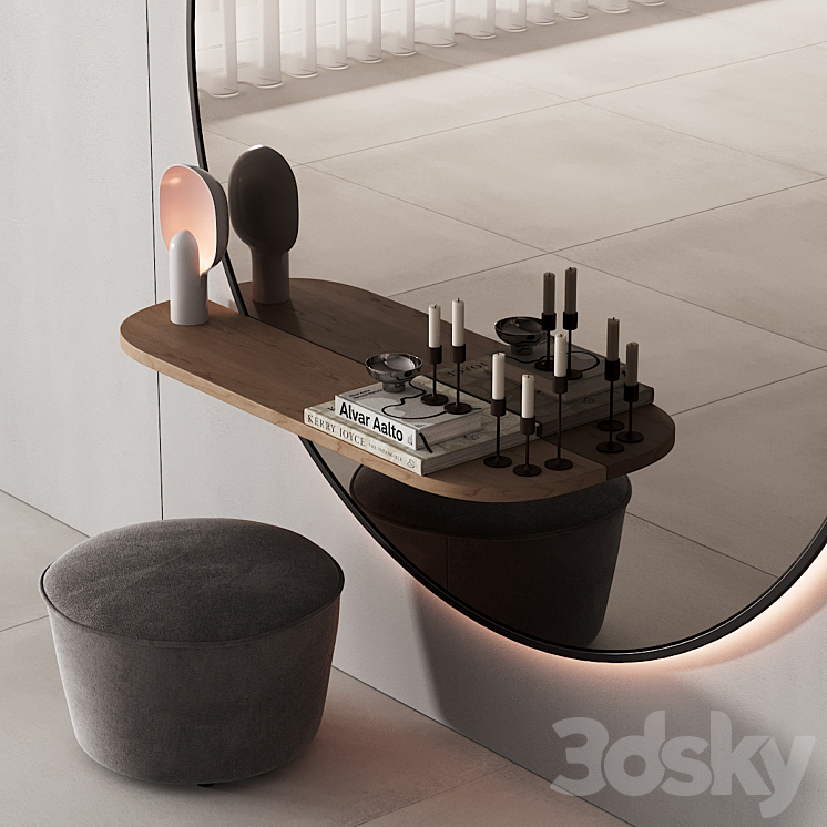 229 hallway zone 06 large round minimal round mirror 01 3D Model Free