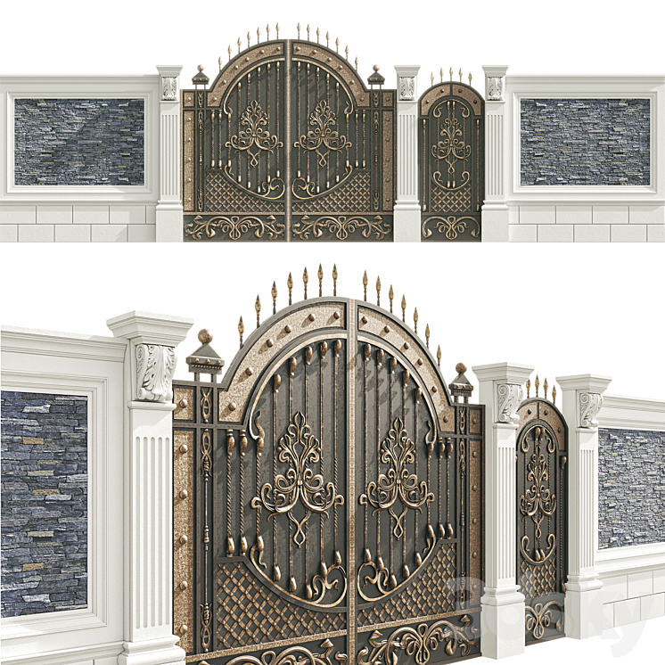 Fence with gate 3D Model