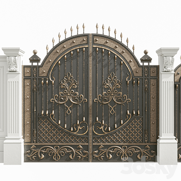 Fence with gate 3D Model