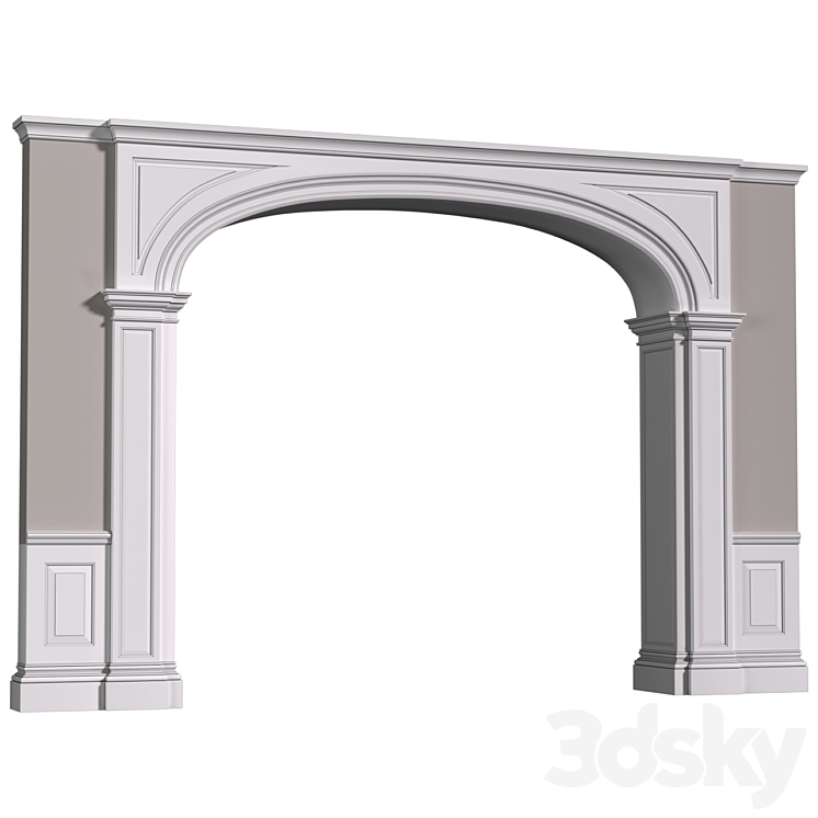 Archway in classic style. Arched interior doorway in a classic style.Traditional Interior Arched Doorway Opening.Entryway Wall Paneling 3D Model