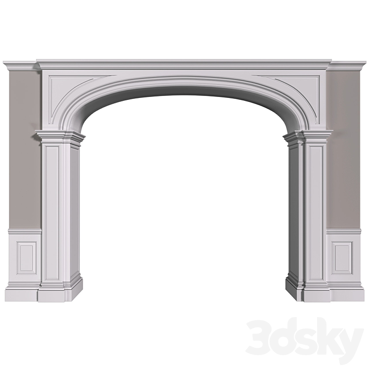 Archway in classic style. Arched interior doorway in a classic style.Traditional Interior Arched Doorway Opening.Entryway Wall Paneling 3DS Max - thumbnail 2