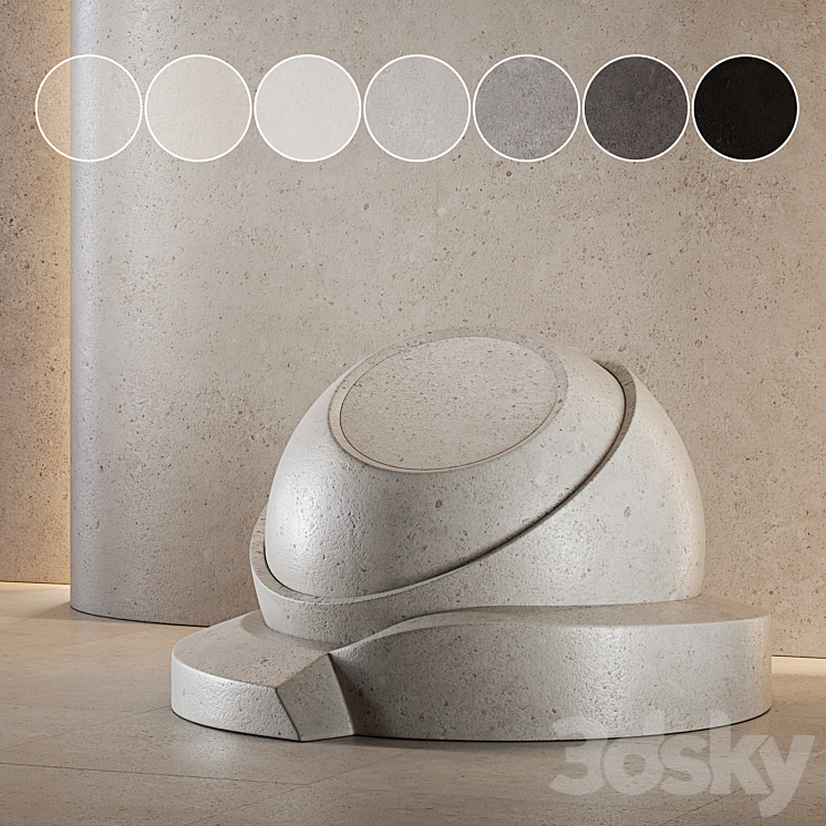 decorative plaster | Concrete set (seamless) | 05 3DS Max Model - thumbnail 2