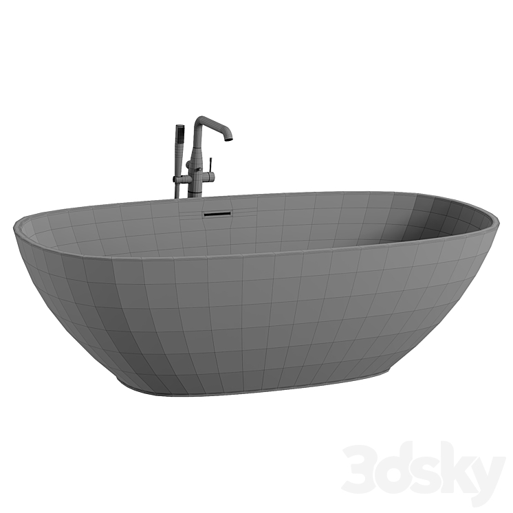 Aqua de Marco Angelo artificial stone bathtub 3DS Max Model - thumbnail 2