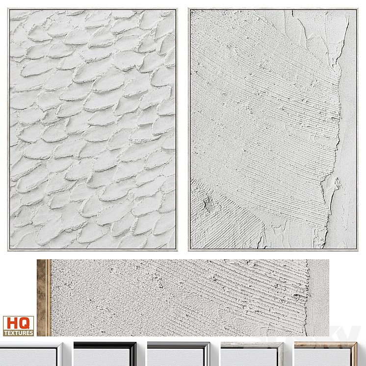 Boho Gray Relief Plaster Wall Art C-677 3DS Max Model - thumbnail 1