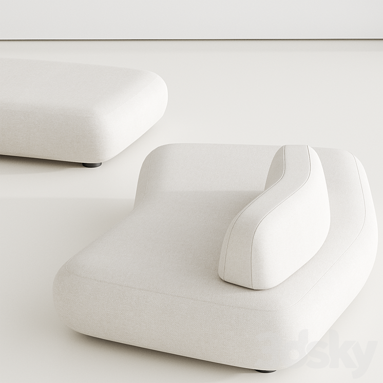 Art nova Curve sofa module 1 3D Model Free