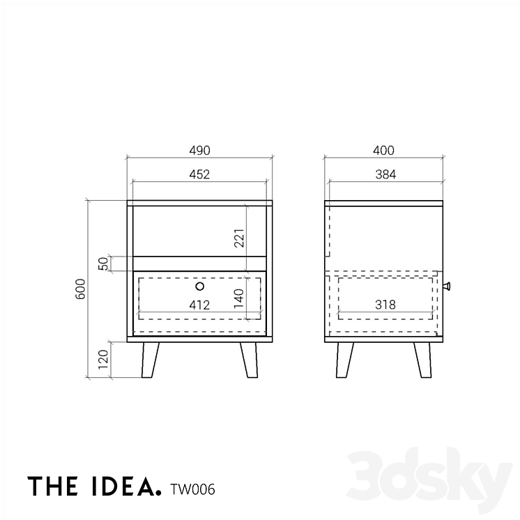 OM THEIDEA bedside table TWIN 006 3D model