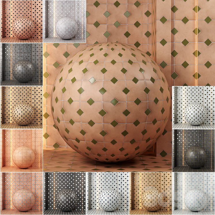 4k 13color Equipe kasbah ceramics material & texture Set 01-(Seamlesspbr) 3D Model