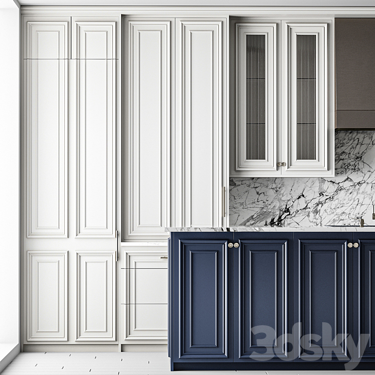 Neo classical kitchen 3DS Max Model - thumbnail 2