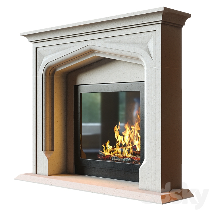 Stone Fireplace 1 3D Model Free