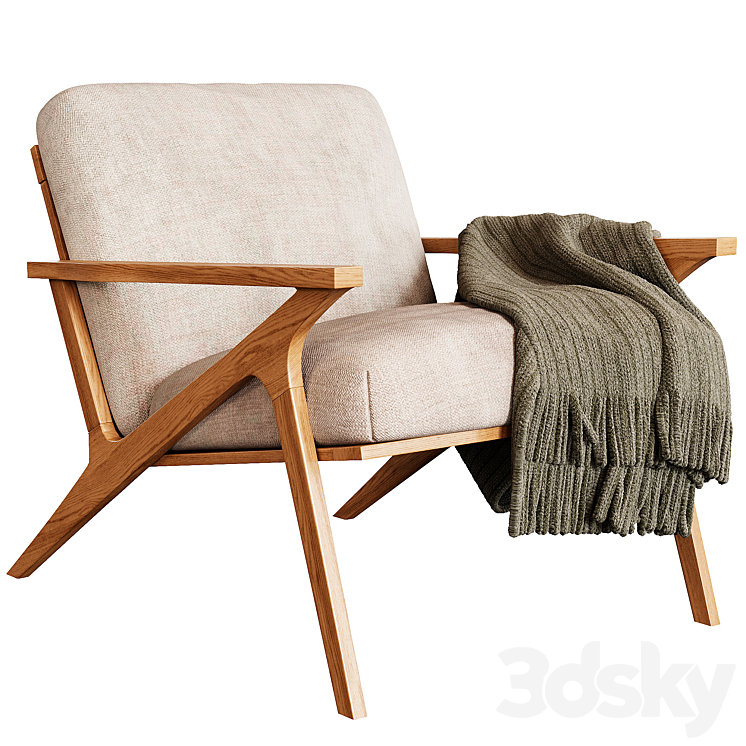 Cavett Wood Frame Armchair by Crate & Barrel Arm chair 3D model