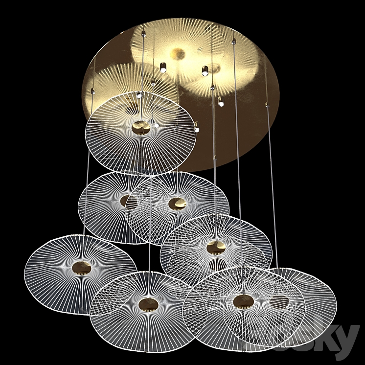 Modern LED ceiling lamp Ing in the form of a lotus leaf 3DS Max Model - thumbnail 2