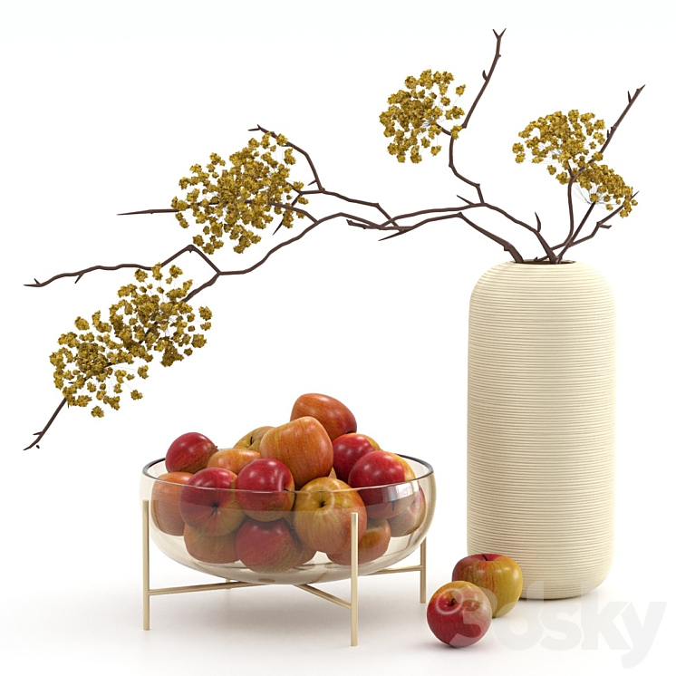 Vase with apples 3D Model Free