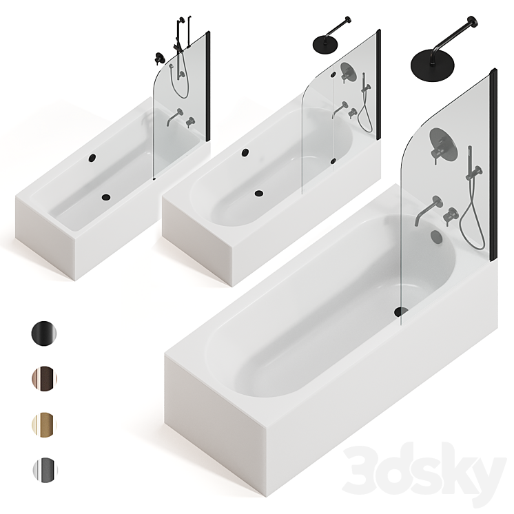 Arblu bath screens + Villeroy & boch bathtubs + Paffoni taps 3DS Max Model - thumbnail 1