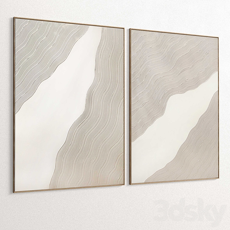 Plaster Two Photo Frames T-346 3D Model