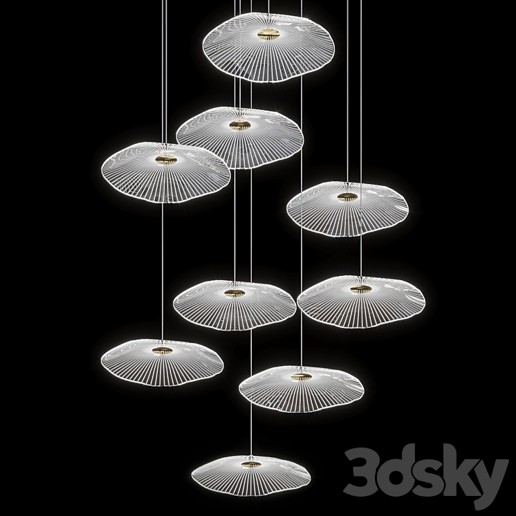 Modern LED ceiling lamp Ing in the form of a lotus leaf 3DS Max Model - thumbnail 1