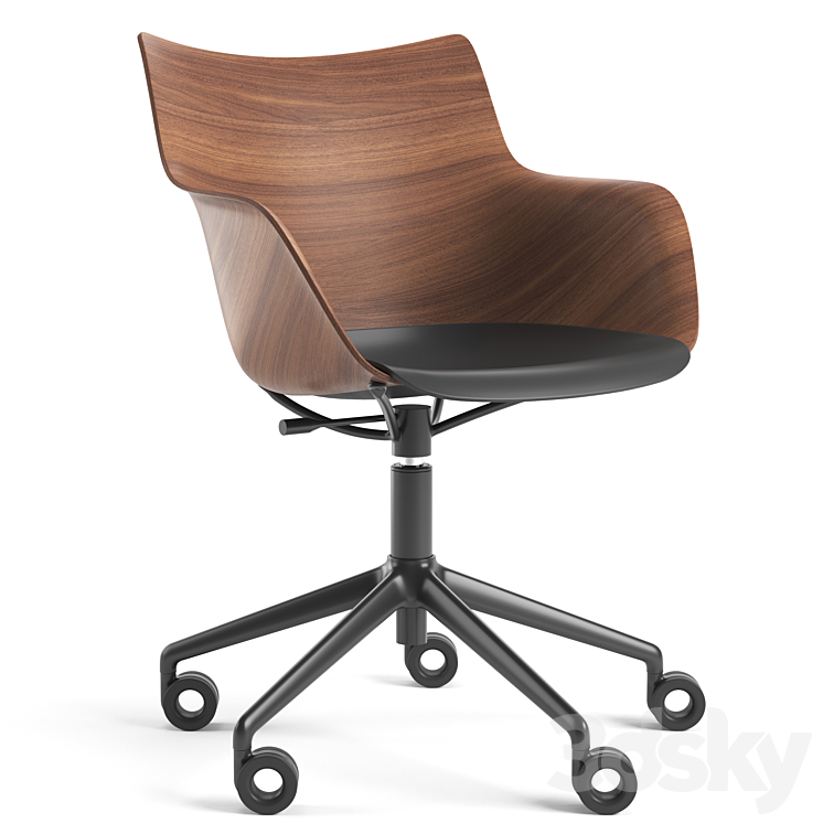 Kartell Q\/Wood Chair 3DS Max Model - thumbnail 1