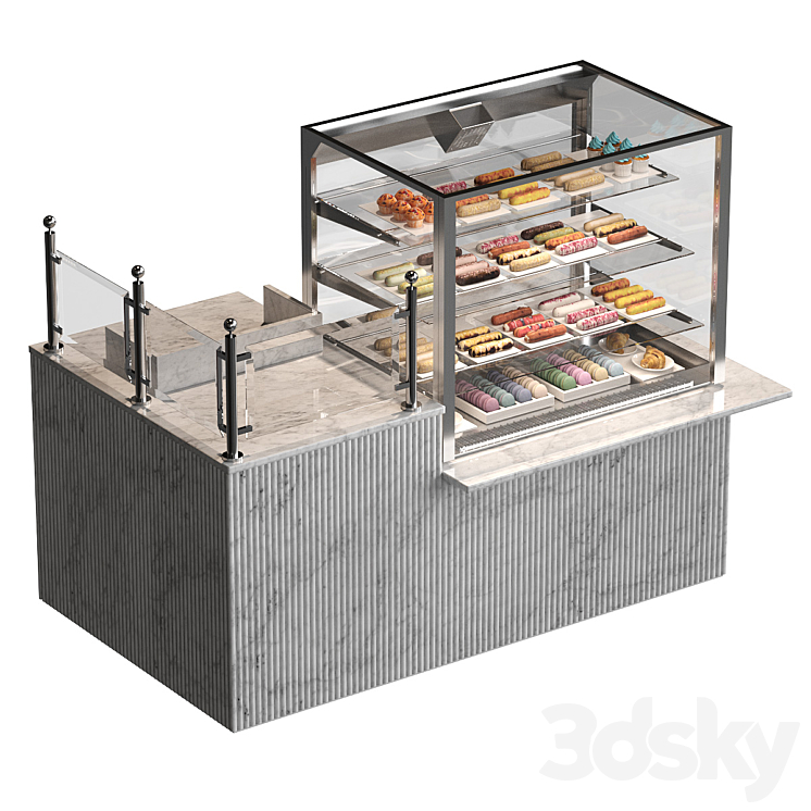 Confectionery showcase with eclairs 3D Model