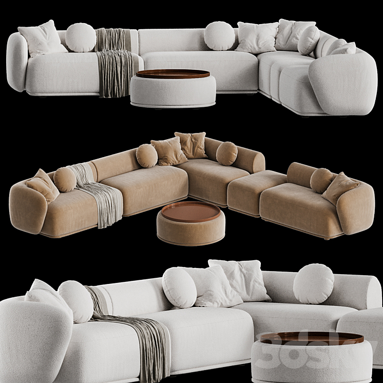 Meridiani Rene sofa set 1 3DS Max Model - thumbnail 2