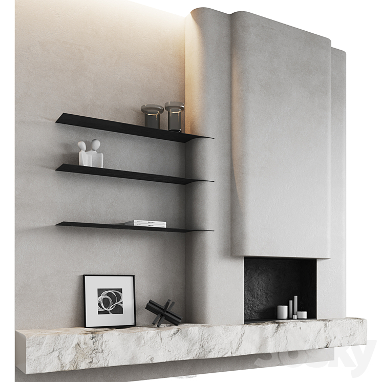 Fireplace area Monolithic 3D Model