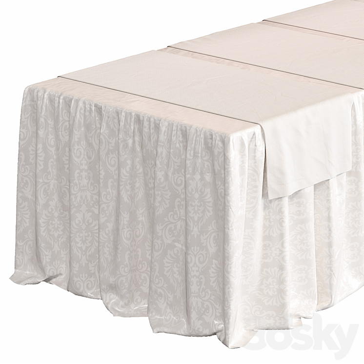 Tablecloth on a rectangular table 3D Model Free