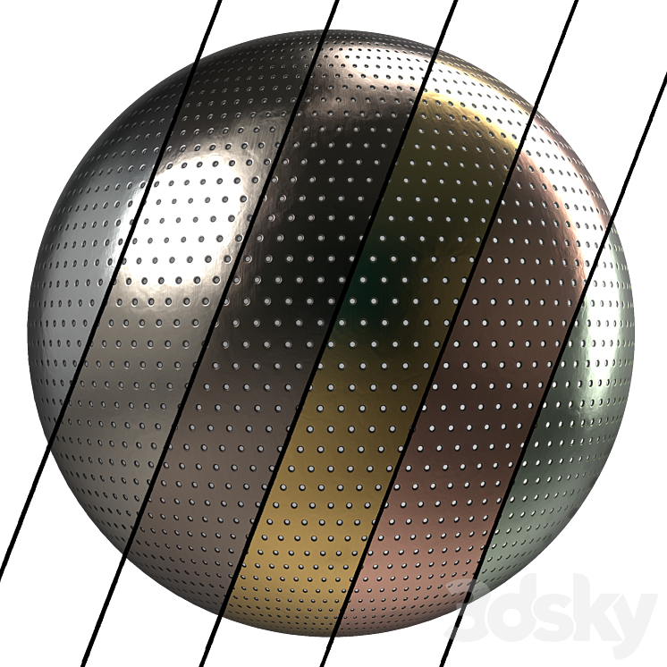 Metal panel Materials 3- perforated Metal panel Pbr 4k Seamless 3D Model