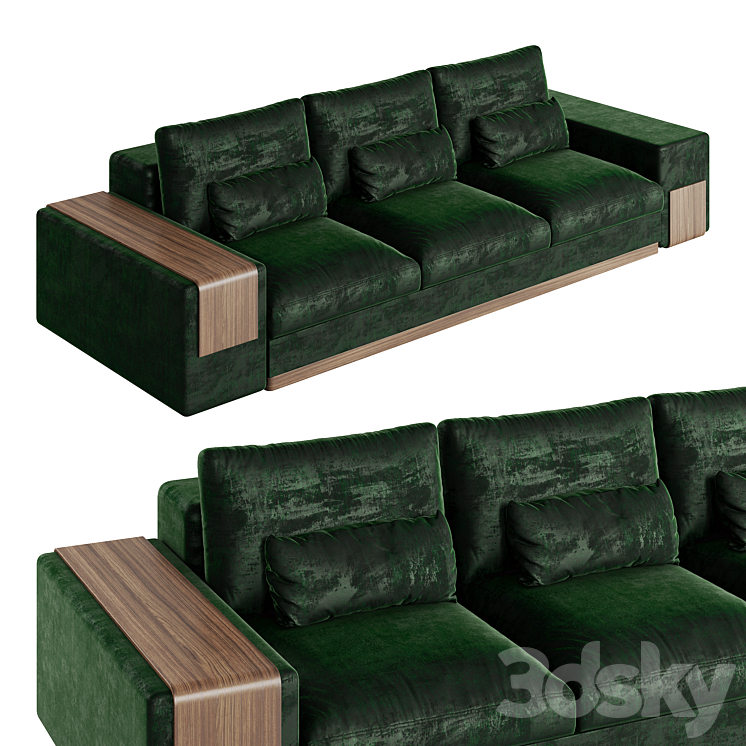 MIES 3 Seat Sofa by ALMA de LUCE 3DS Max Model - thumbnail 2