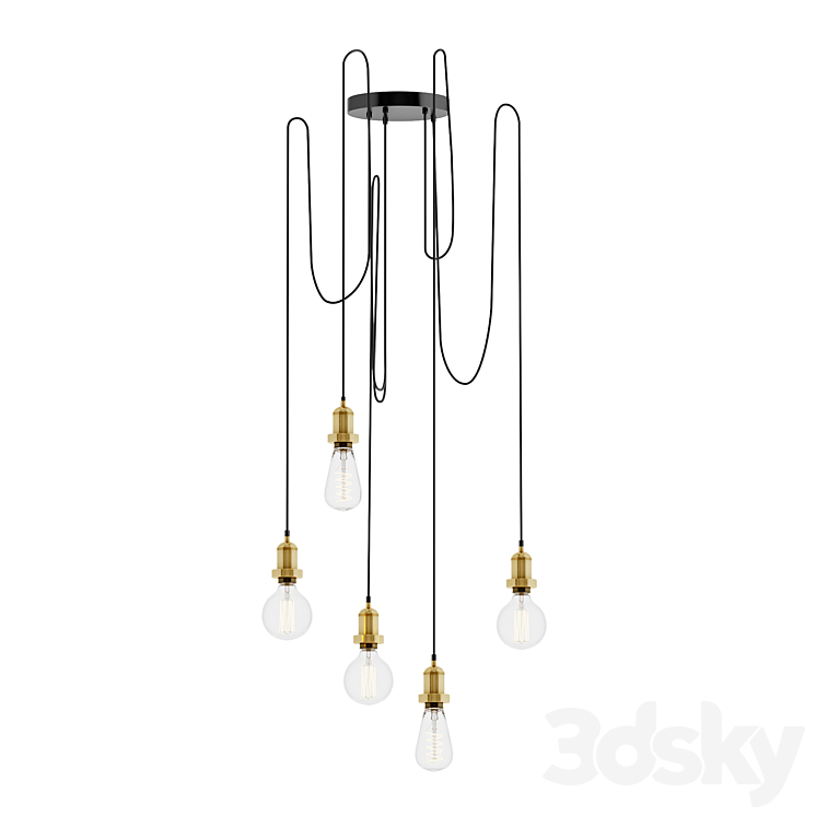 Brooklyn 5 Wire Chandelier by INDUSTVILLE 3DS Max - thumbnail 1