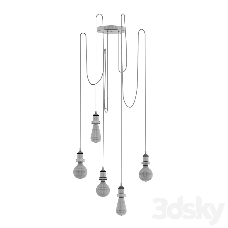 Brooklyn 5 Wire Chandelier by INDUSTVILLE 3DS Max - thumbnail 2