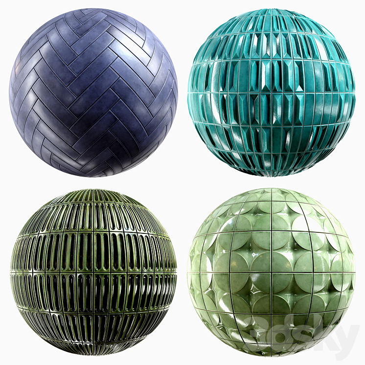 Tile 4K Materials A3 - 4 materials 3D Model Free