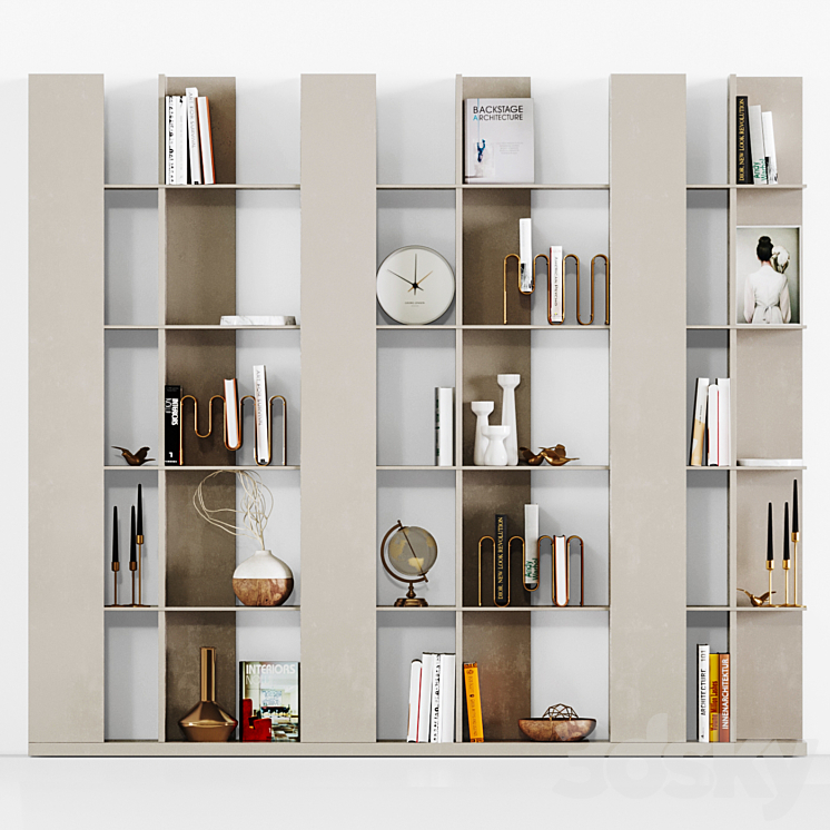 modern bookshelf 01 3D Model