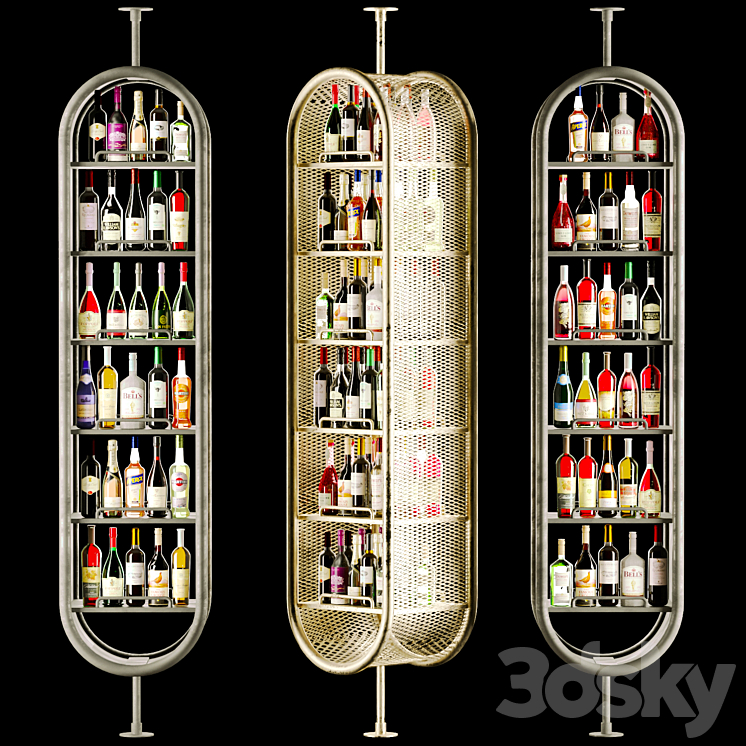 Modern rack in a restaurant with alcohol 3DS Max Model - thumbnail 1
