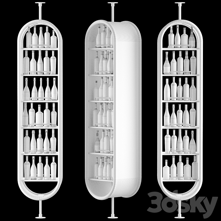 Modern rack in a restaurant with alcohol 3D Model Free