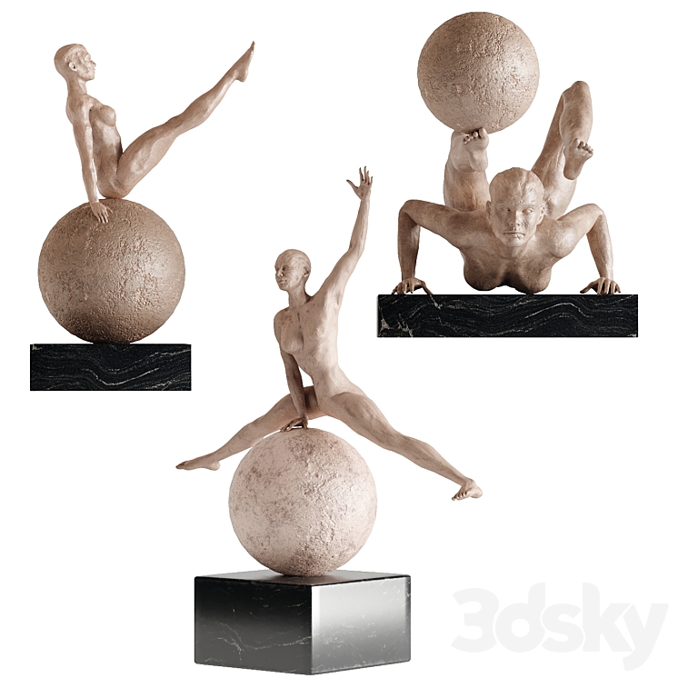 Human Sculptures 12(Girls With Balls) 3DS Max - thumbnail 2