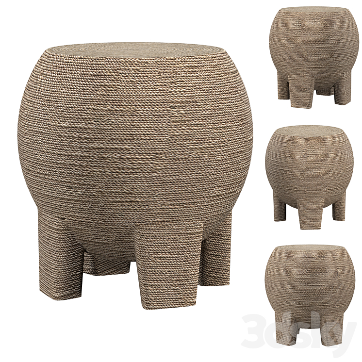 Wrapped Rope Bulb Stool table Free Download