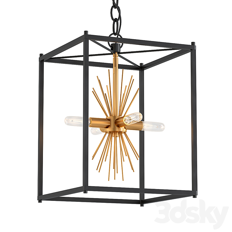 Gold Starburst Chandelier Pendant light 3D model