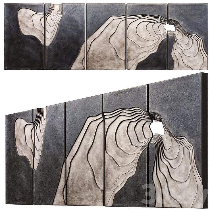 Petr Weigl Contour Bronze 5 Panel 3D Model