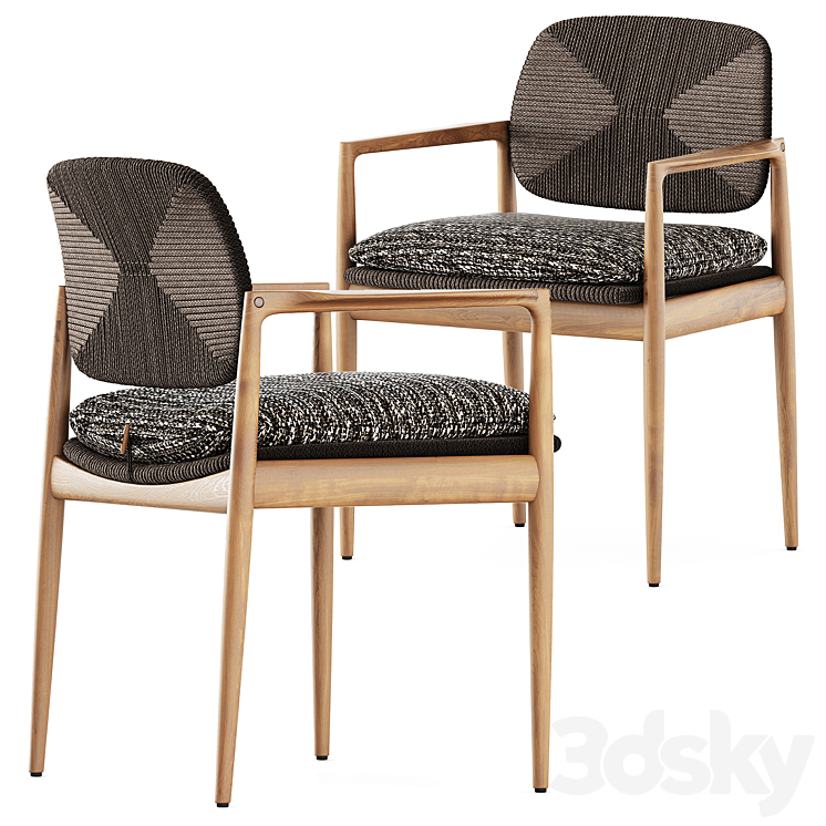 Yoko Cord Outdoor Dining chair by Minotti Chair 3D model