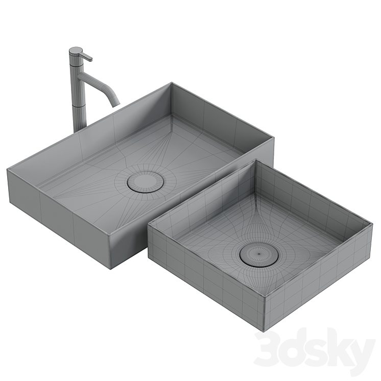 Zinnia Solid Surface Countertop Washbasin 3D model