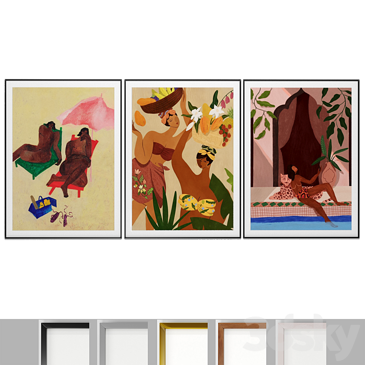 Art Frames 160 wall art 3 Women Art Print Frame 3D model