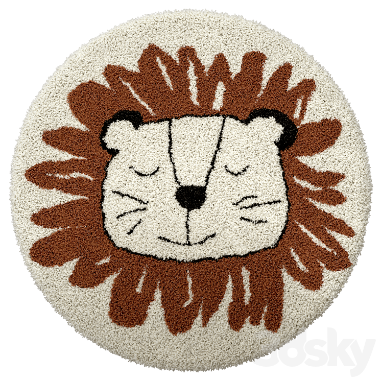 Children's round carpet with the image of a lion Syma 3DS Max Model - thumbnail 2