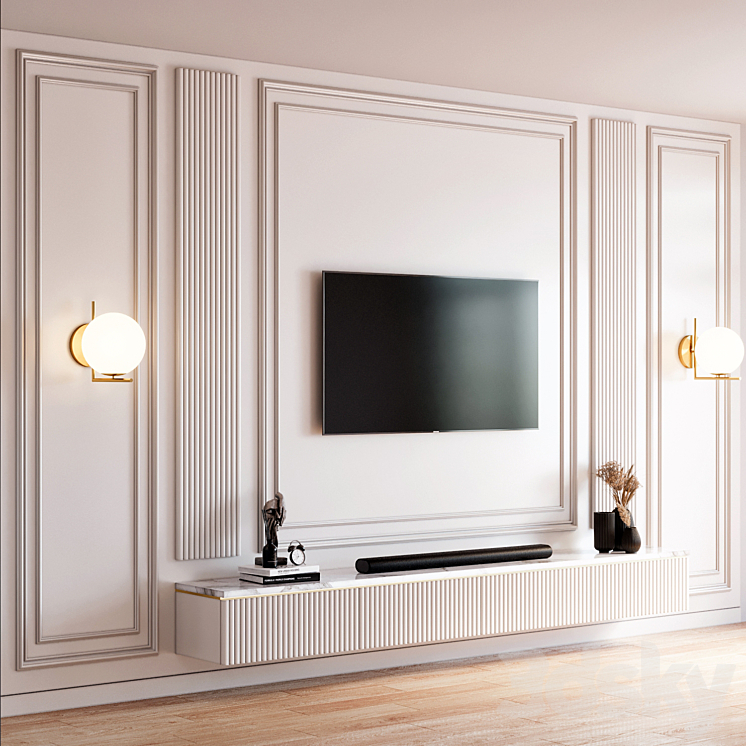 TV Wall 26 3D Model Free