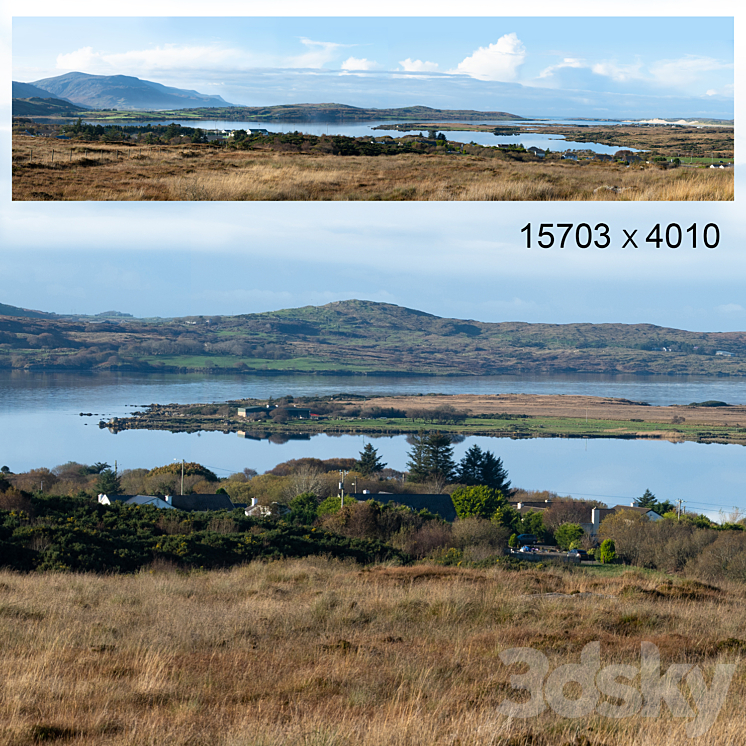 Autumn panorama. Northern Ireland. View of the mountains and the bay. 3DS Max Model - thumbnail 2