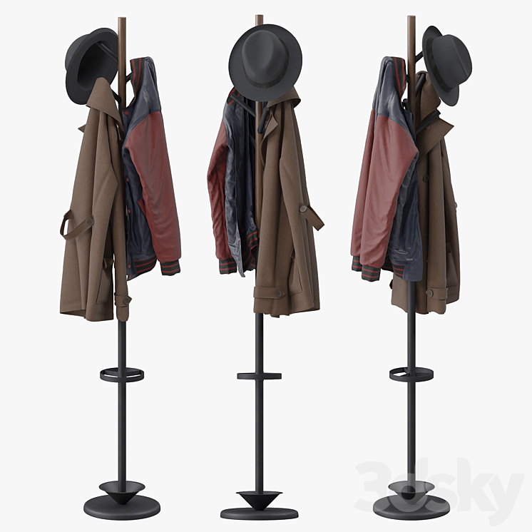 Coat Rack with Umbrella 3D Model